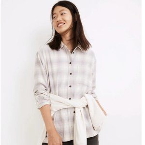 Madewell Flannel Oversized Ex-Boyfriend Shirt in Natural Dye Plaid - lavender